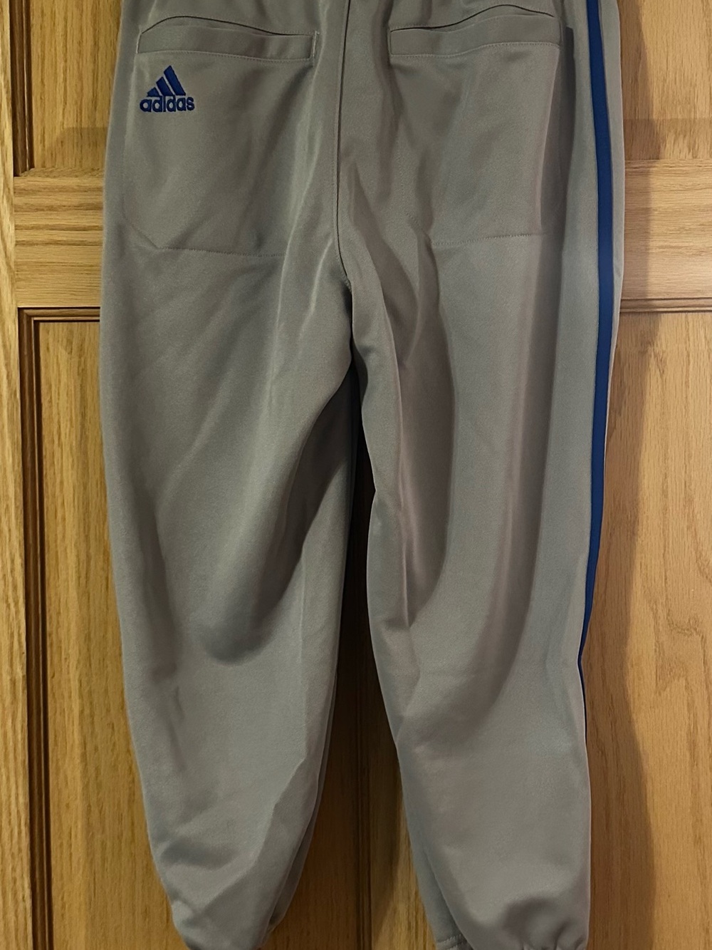 adidas Men’s Icon Pro Knee Length Baseball Pants GQ9211 Grey with Royal Blue Pip